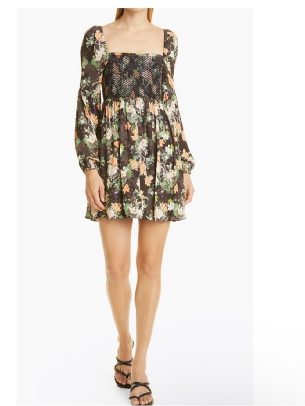 Alice + Olivia Cooper Floral Smocked Bodice Long Sleeve
Dress